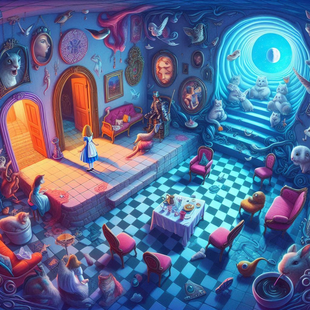 Exploring Identity and the Observer Effect through Alice in Wonderland